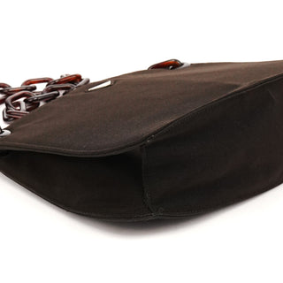 Prada 1996 Dark Brown Tessuto Swing Chain Shoulder Bag