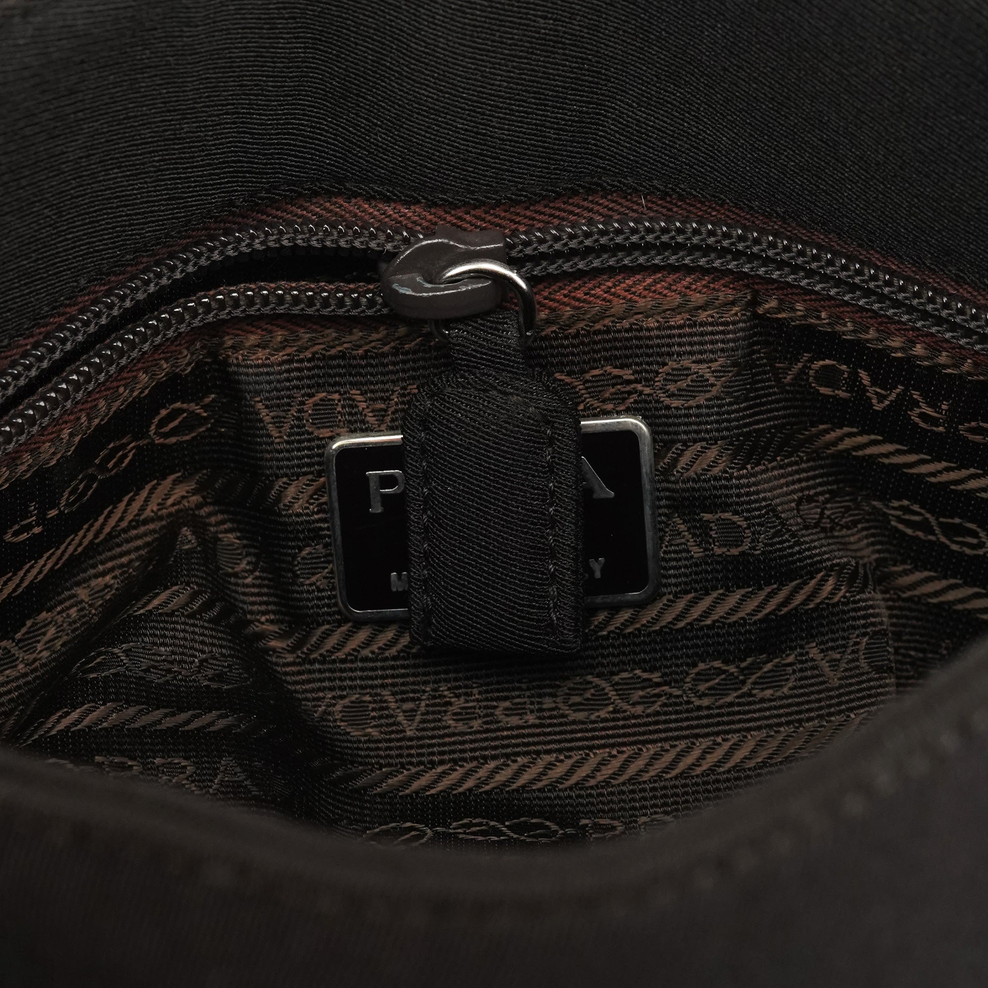 Prada 1996 Dark Brown Tessuto Swing Chain Shoulder Bag