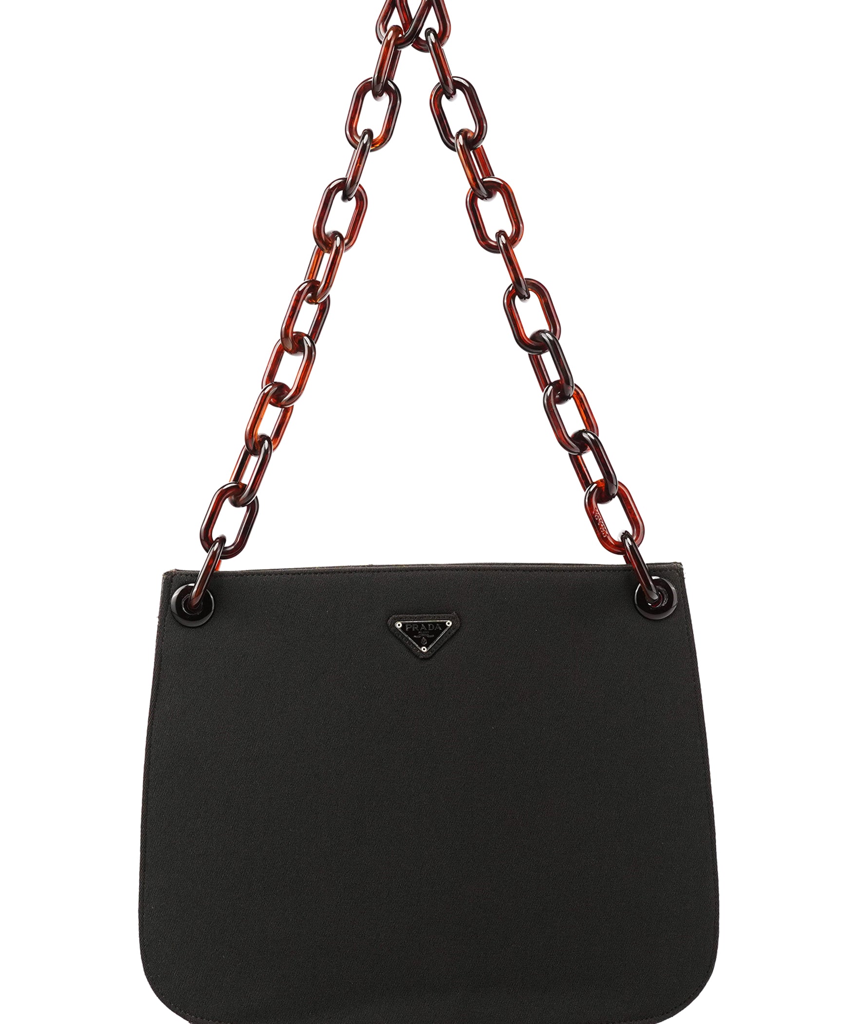 Prada 1996 Dark Brown Tessuto Swing Chain Shoulder Bag
