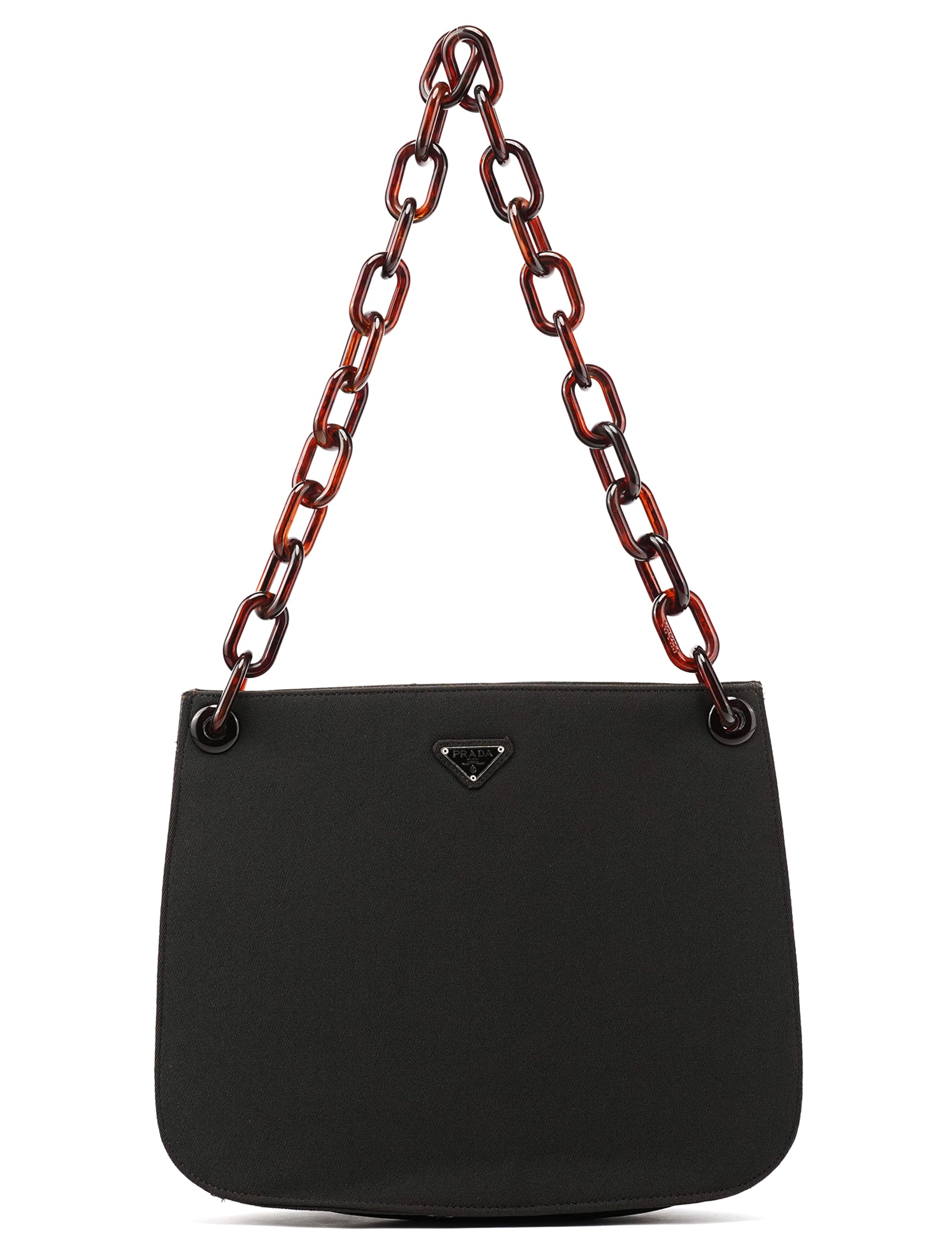 Prada 1996 Dark Brown Tessuto Swing Chain Shoulder Bag