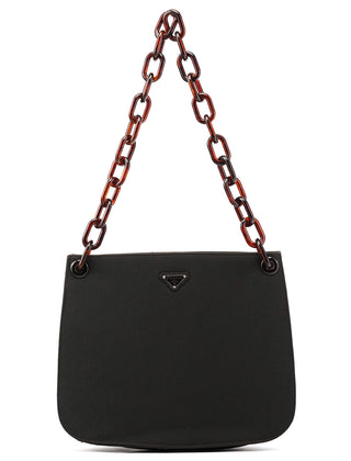 Prada 1996 Dark Brown Tessuto Swing Chain Shoulder Bag