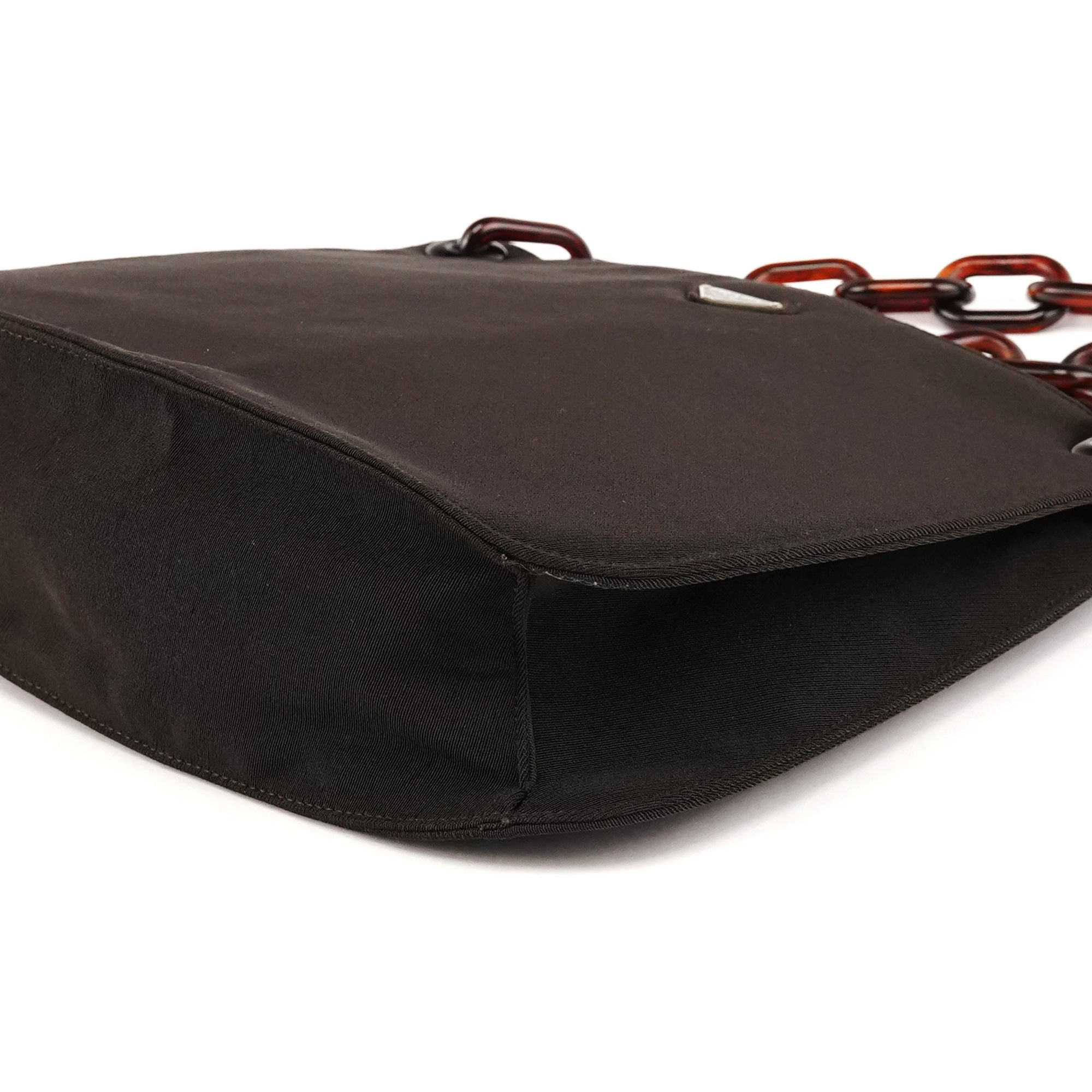 Prada 1996 Dark Brown Tessuto Swing Chain Shoulder Bag
