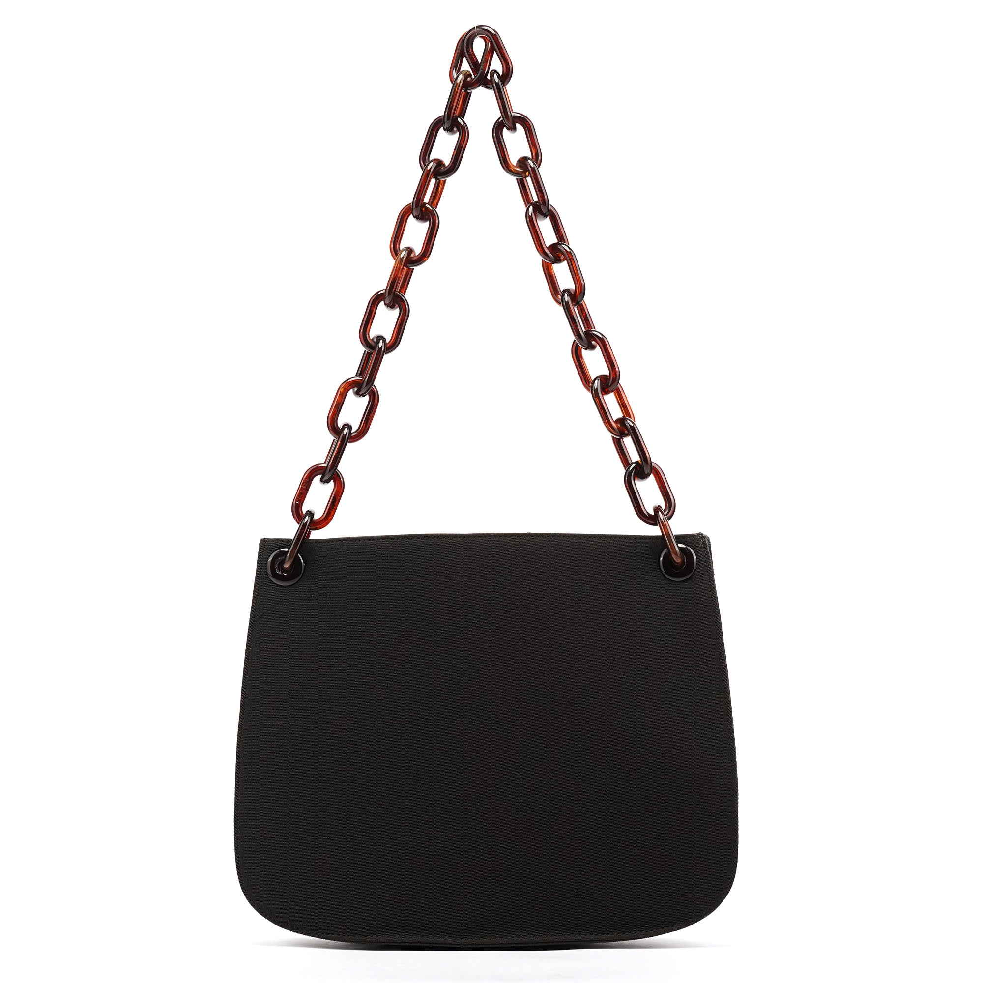 Prada 1996 Dark Brown Tessuto Swing Chain Shoulder Bag