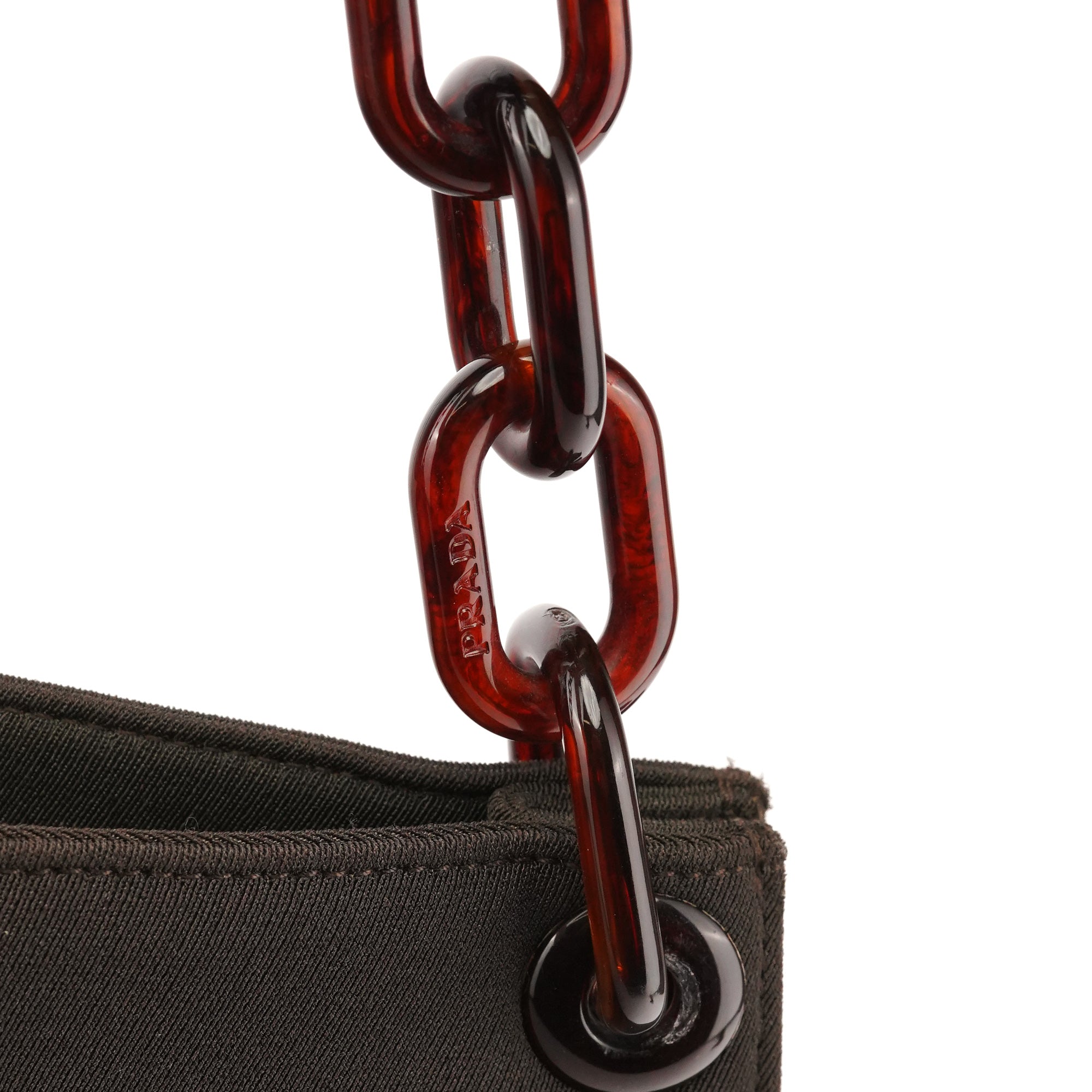 Prada 1996 Dark Brown Tessuto Swing Chain Shoulder Bag