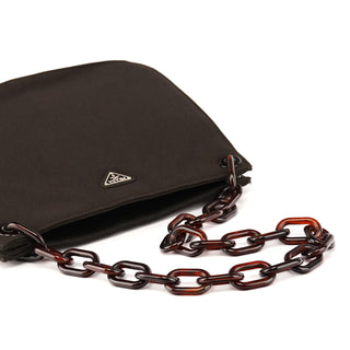 Prada 1996 Dark Brown Tessuto Swing Chain Shoulder Bag