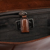 Prada 1996 Sac à main Madras Swing en cuir marron clair