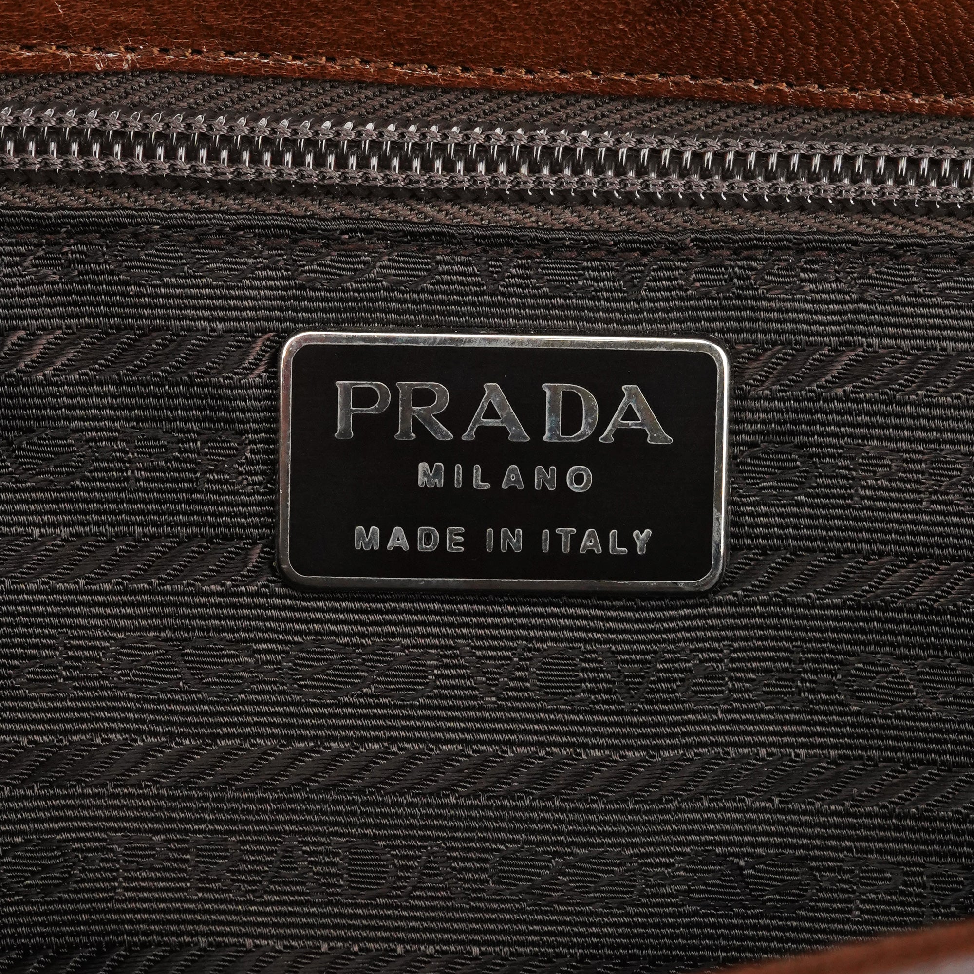 Prada 1996 Sac à main Madras Swing en cuir marron clair