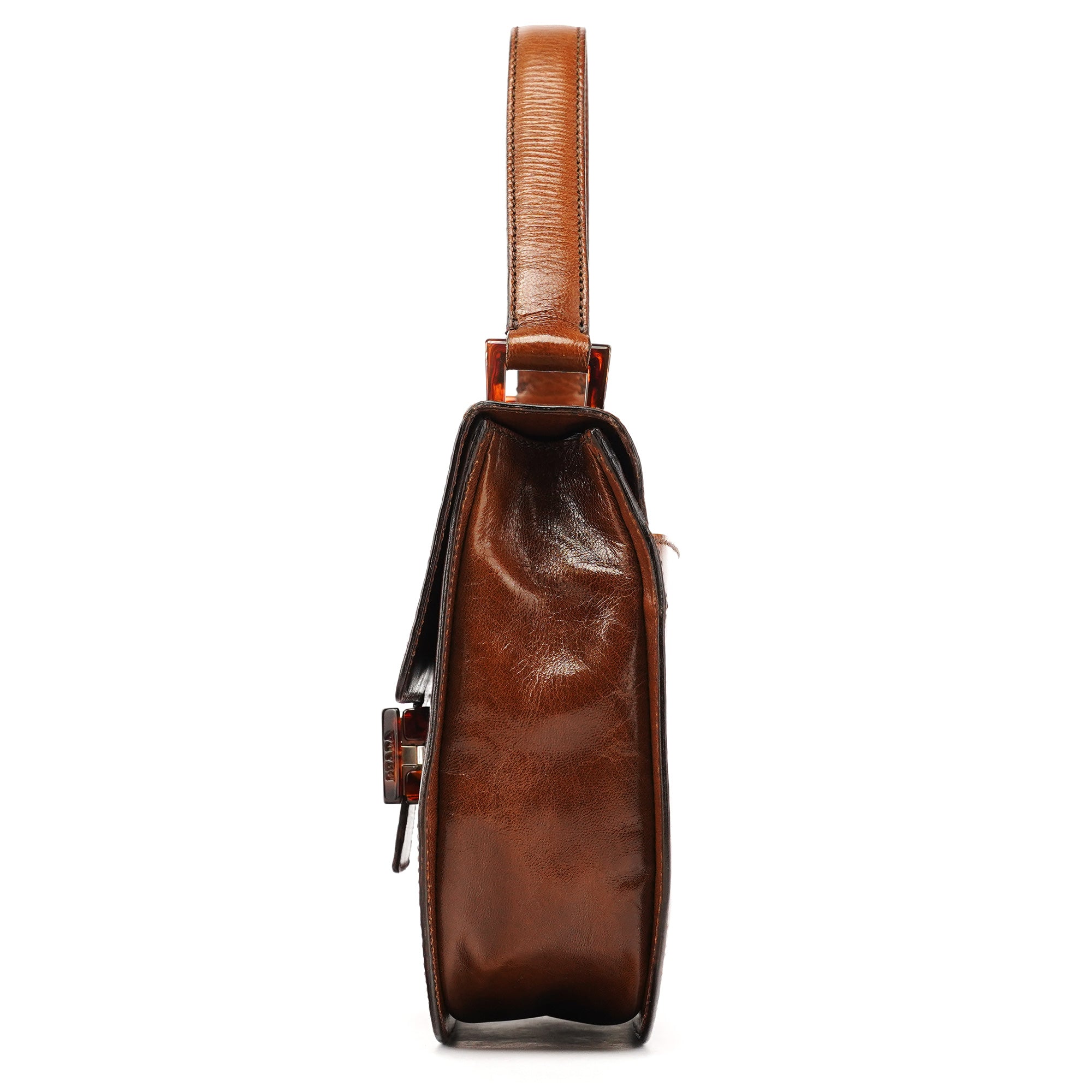 Prada 1996 Sac à main Madras Swing en cuir marron clair