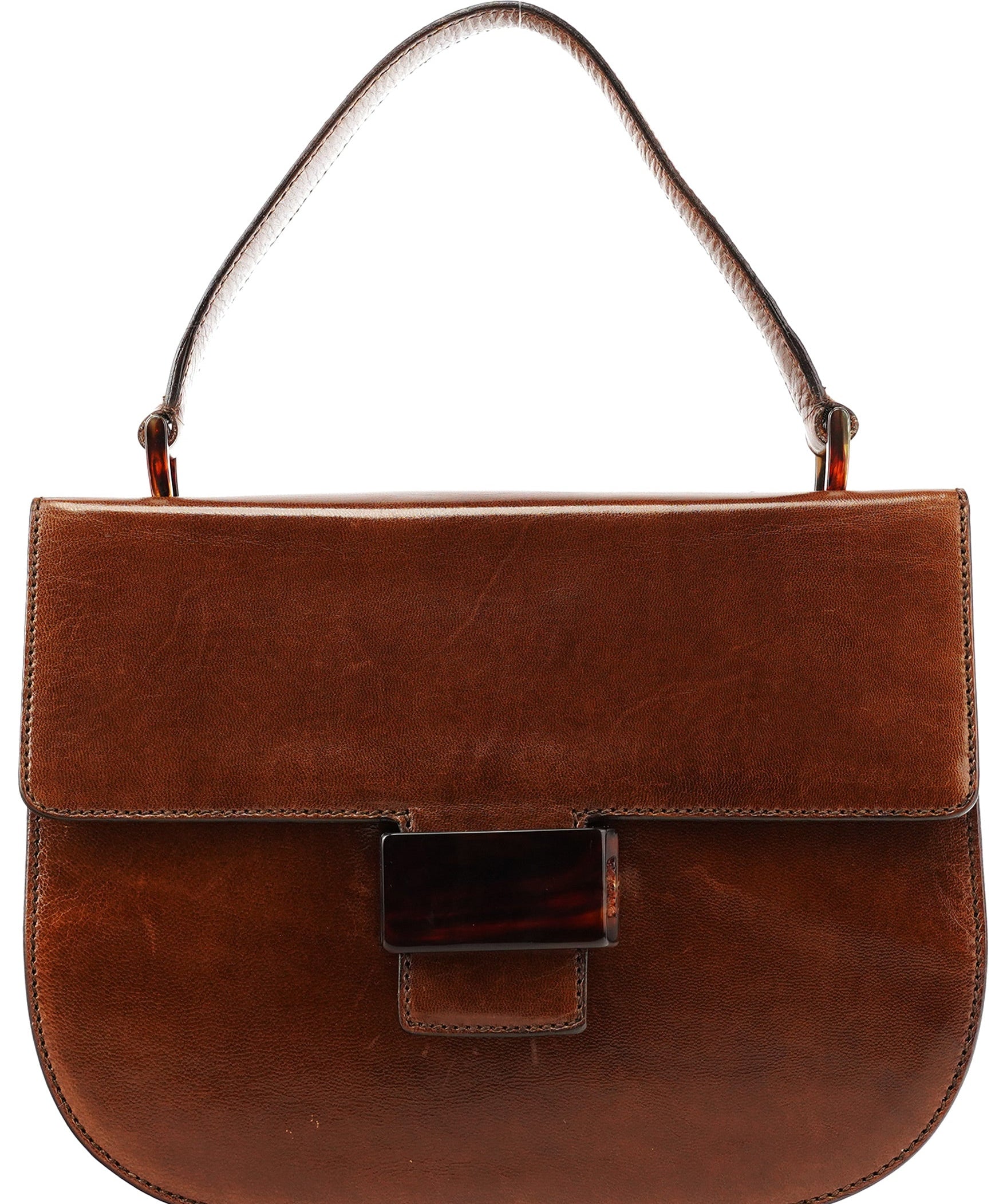 Prada 1996 Light Brown Madras Swing Handbag