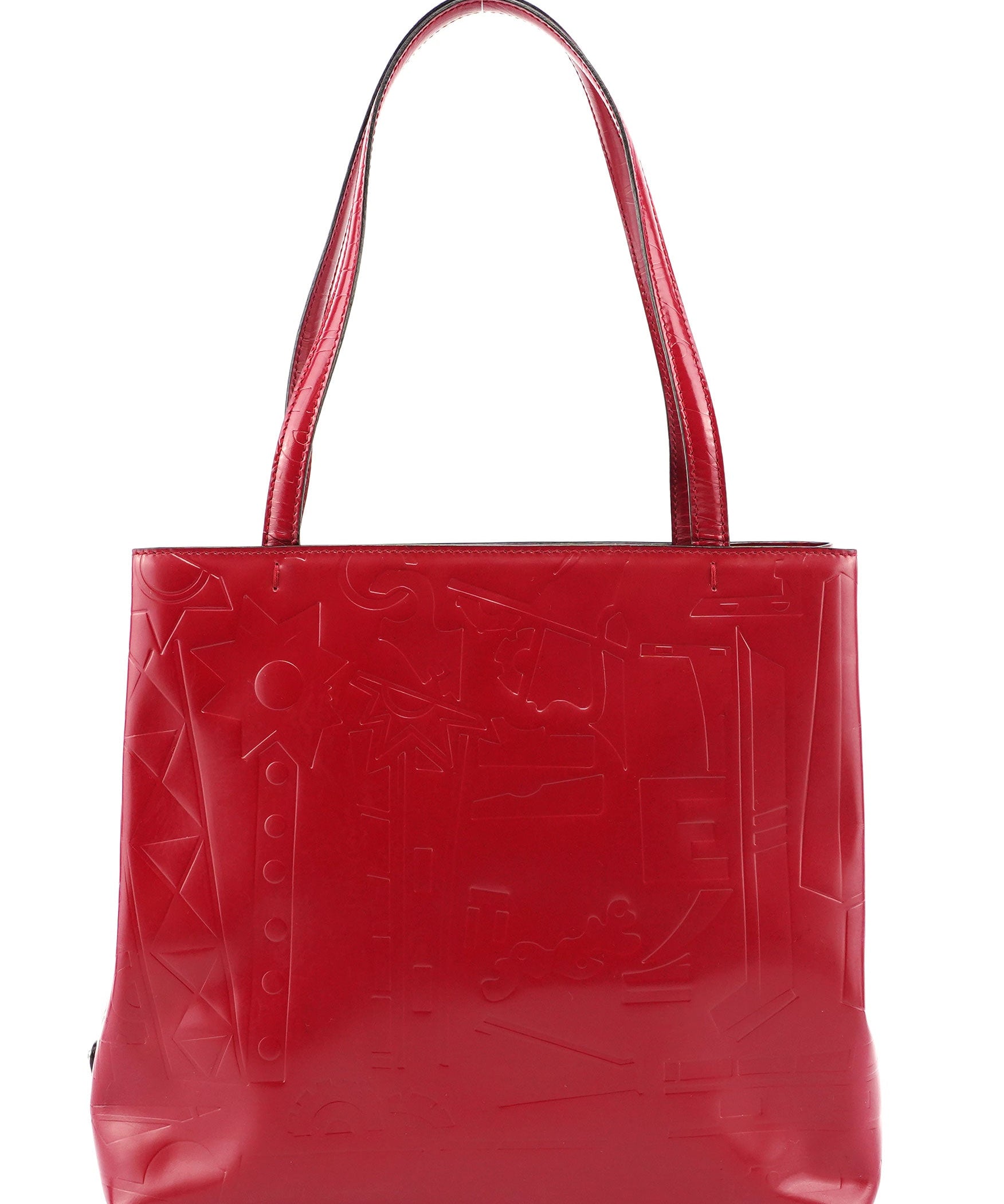 Prada 1997 Burgundy Spazzolato Embossed Tote