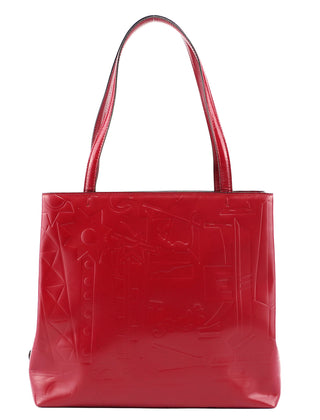 Prada 1997 Burgundy Spazzolato Embossed Tote