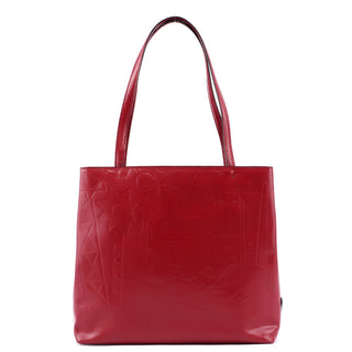 Prada 1997 Burgundy Spazzolato Embossed Tote