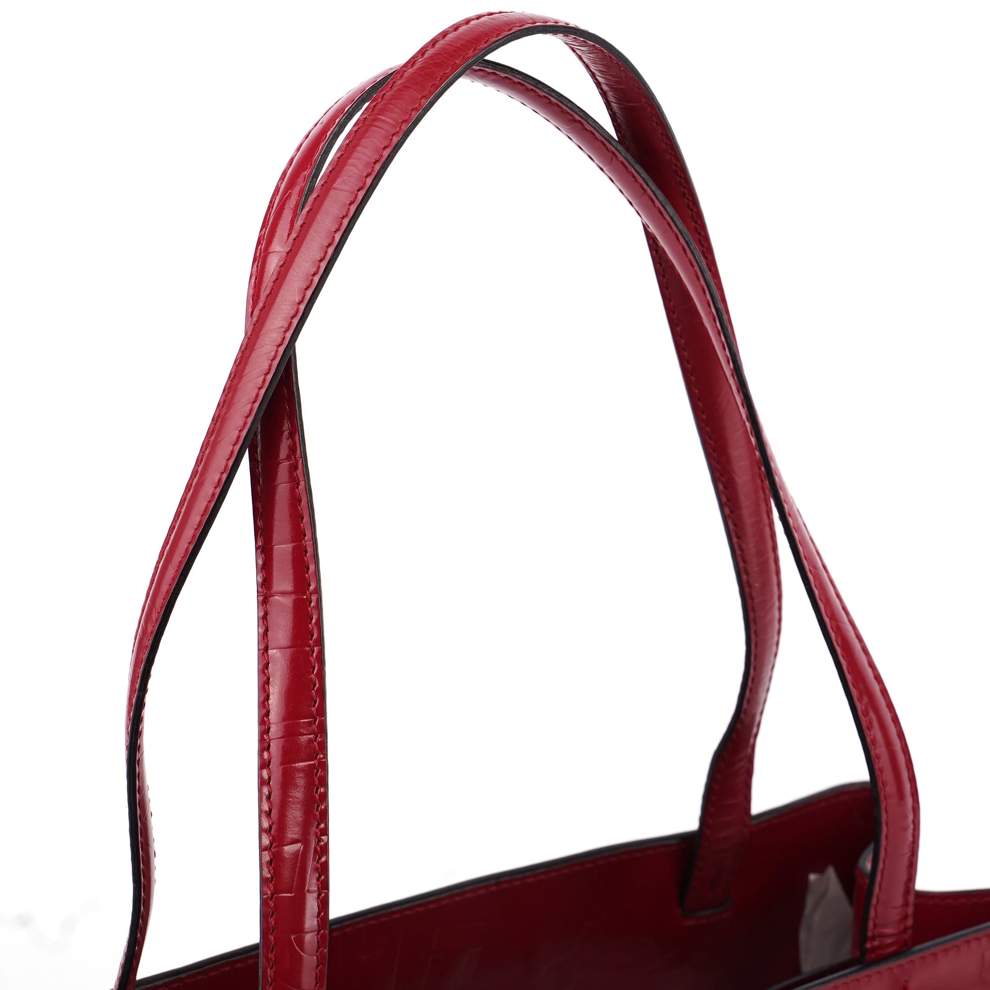 Prada 1997 Sac cabas Spazzolato embossé en cuir verni bordeaux