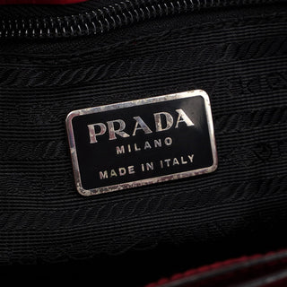 Prada 1997 Burgundy Spazzolato Embossed Tote