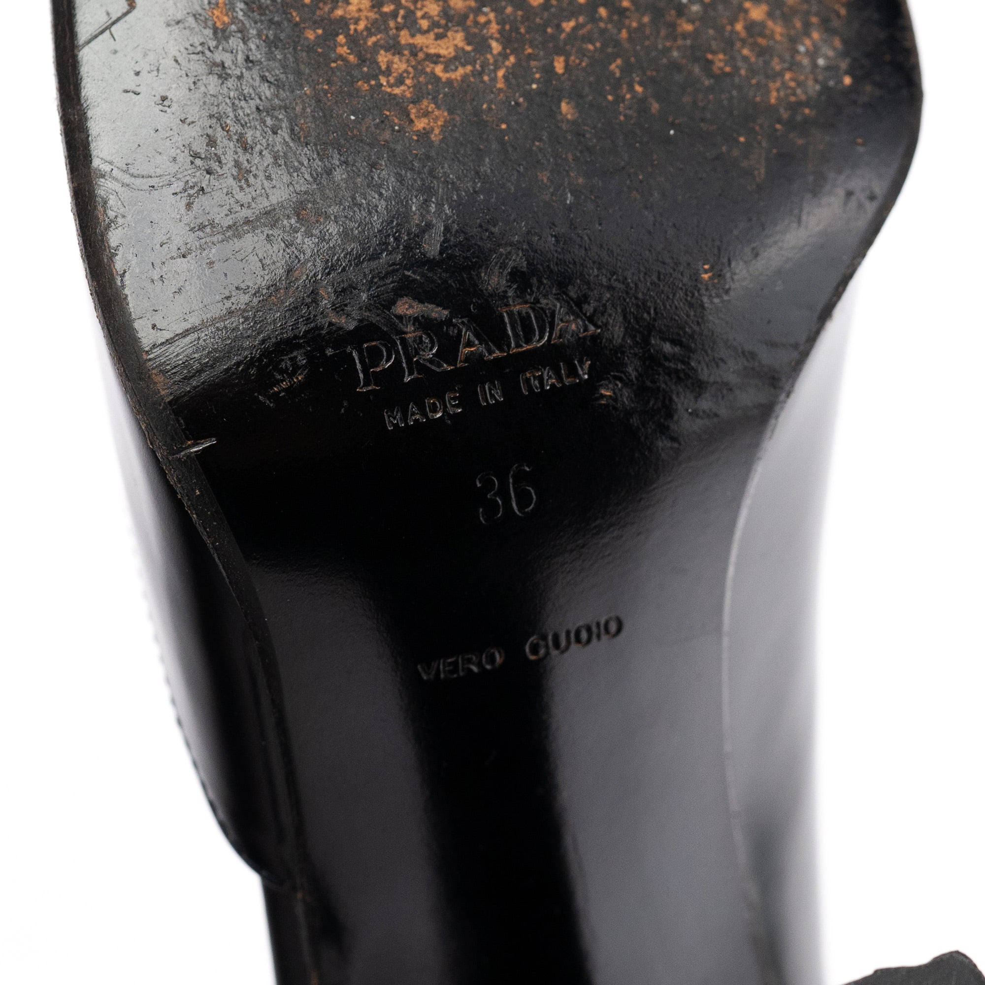Prada 1998 2-Tone Patent Leather Square Toe Heels
