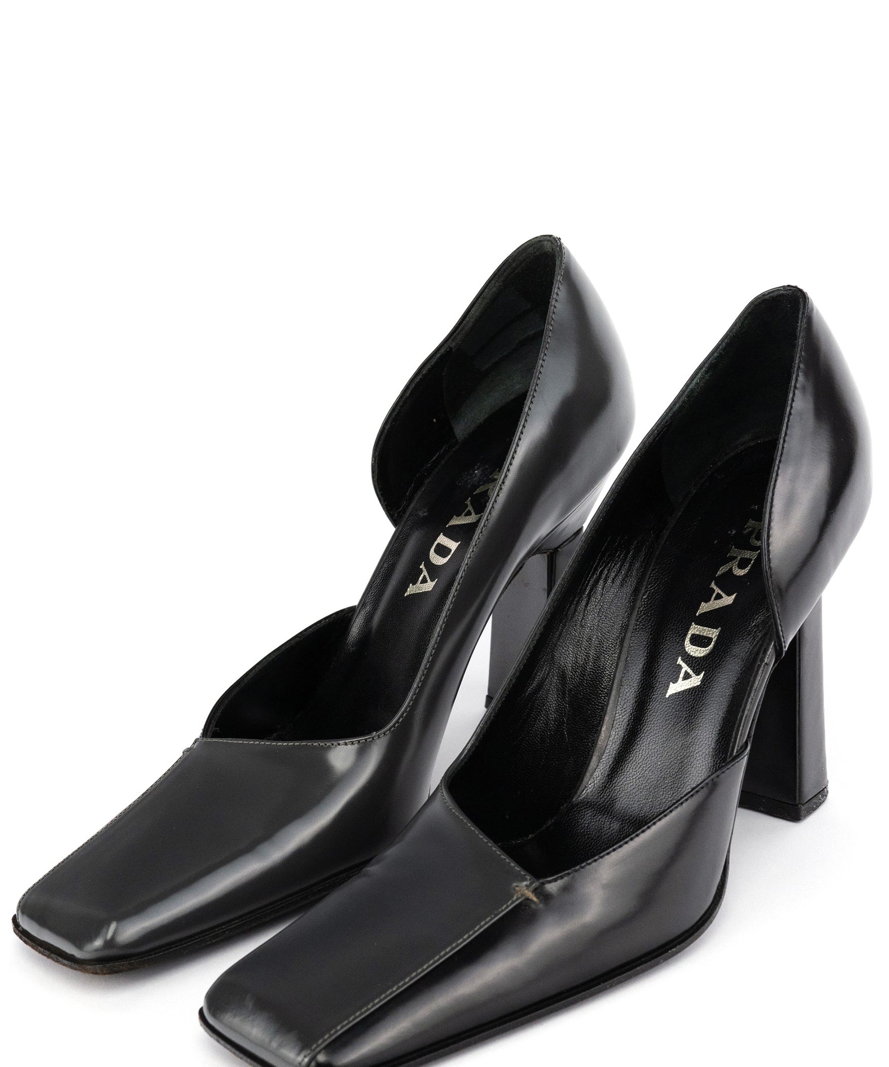Prada 1998 2-Tone Patent Leather Square Toe Heels