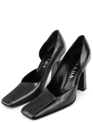 Prada 1998 2-Tone Patent Leather Square Toe Heels