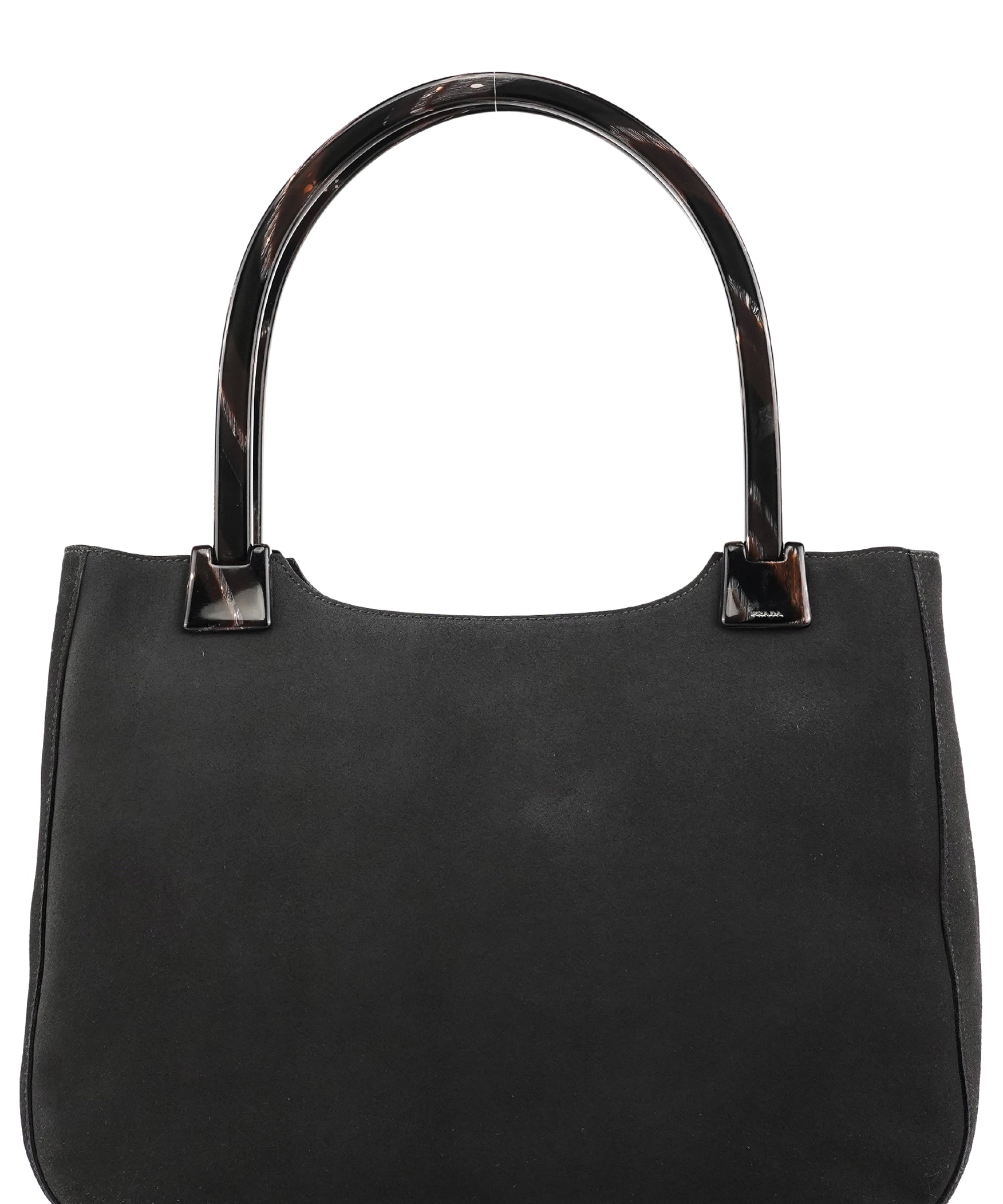 Prada 1998 Anthracite Suede Resin Handle Tote Bag