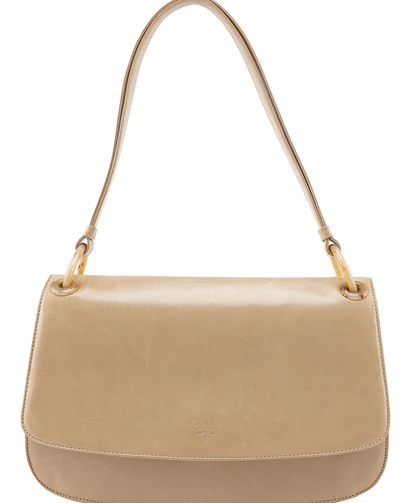 Prada 1998 Beige Madras Swing Shoulder Bag