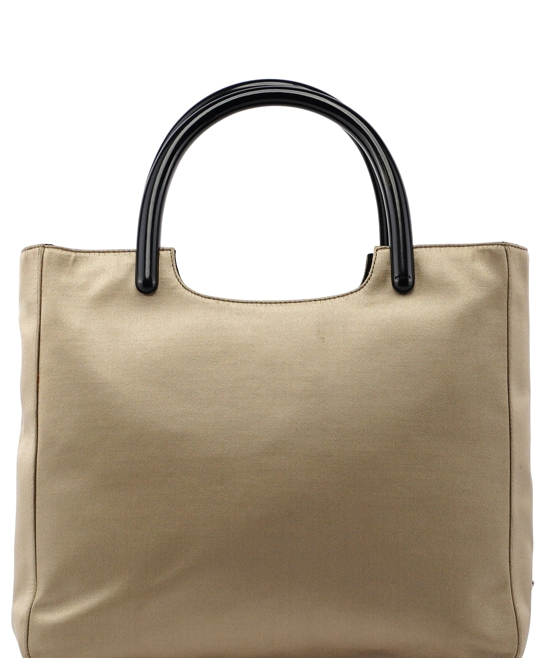Prada 1998 Beige Satin Plastic Tote