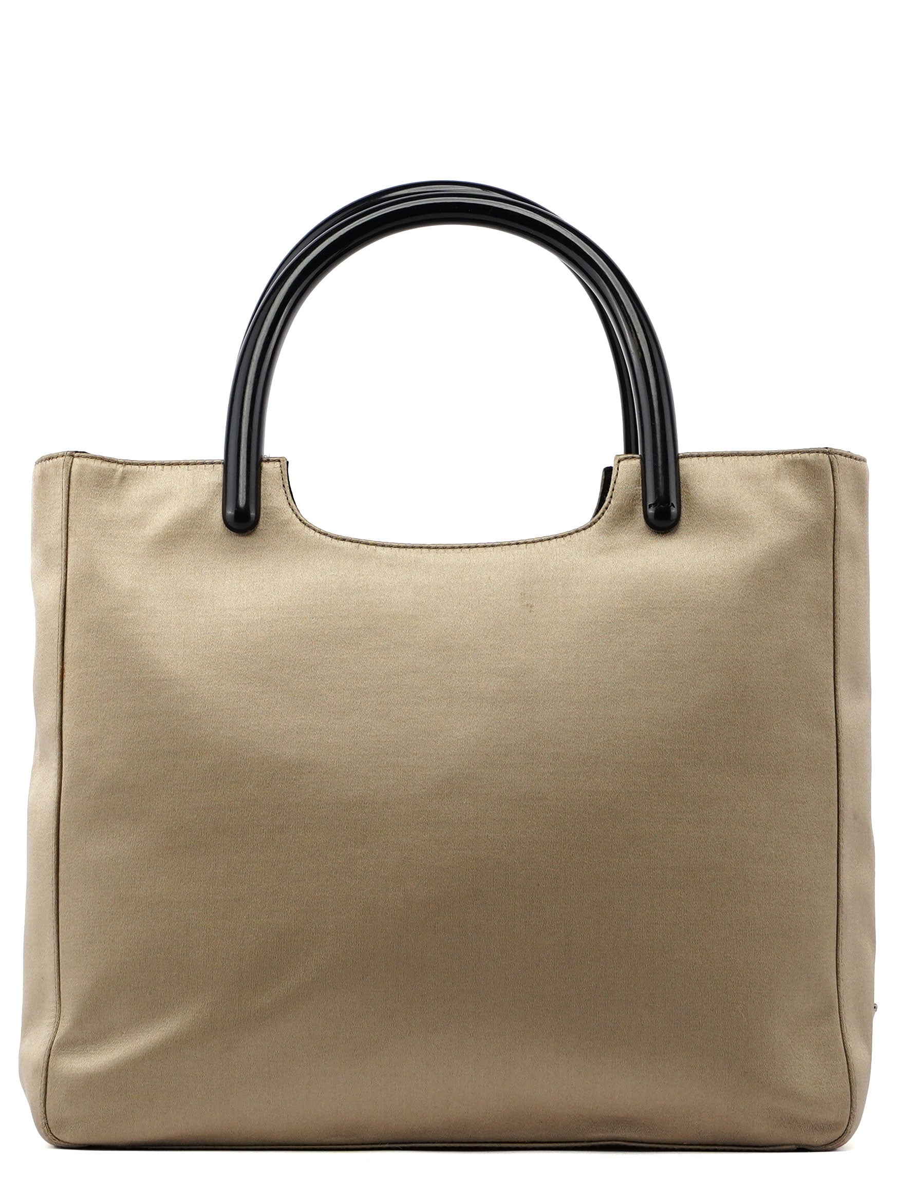 Prada 1998 Beige Satin Plastic Tote