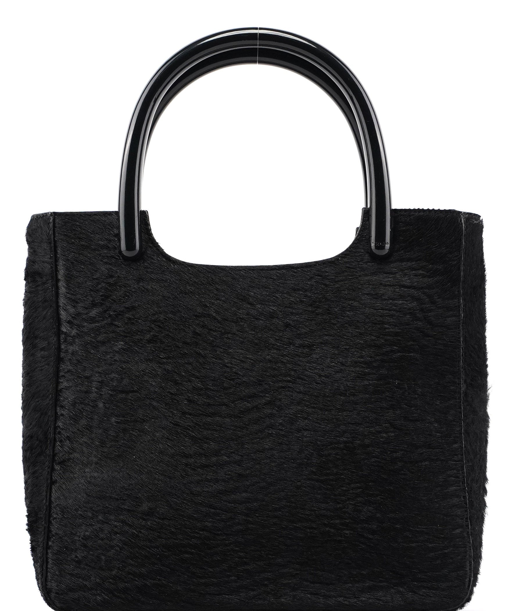 Prada 1998 Black Astrakhan Plastic Tote