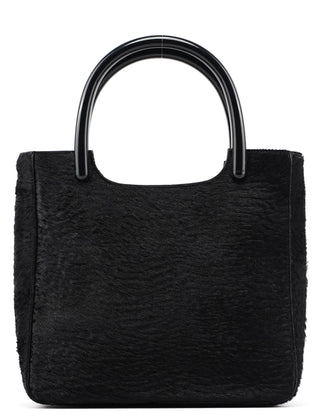 Prada 1998 Black Astrakhan Plastic Tote