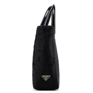 Prada 1998 Black Astrakhan Plastic Tote