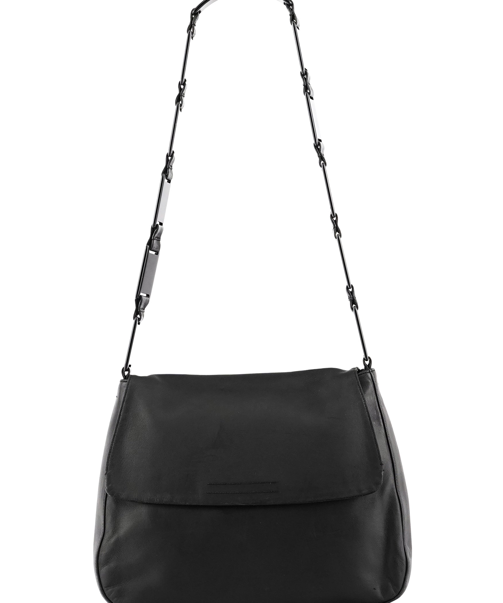 Prada 1998 Black Calfskin Vitello Plex Shoulder Bag