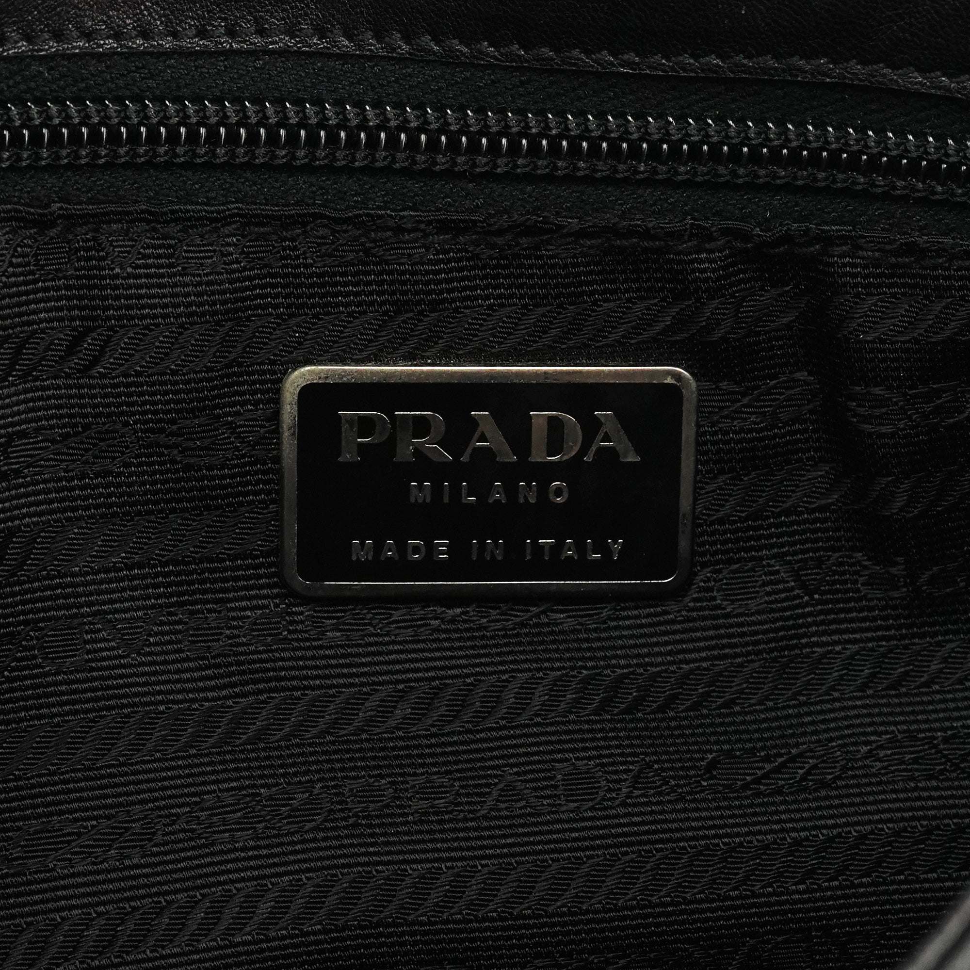 Prada 1998 Black Calfskin Vitello Plex Shoulder Bag