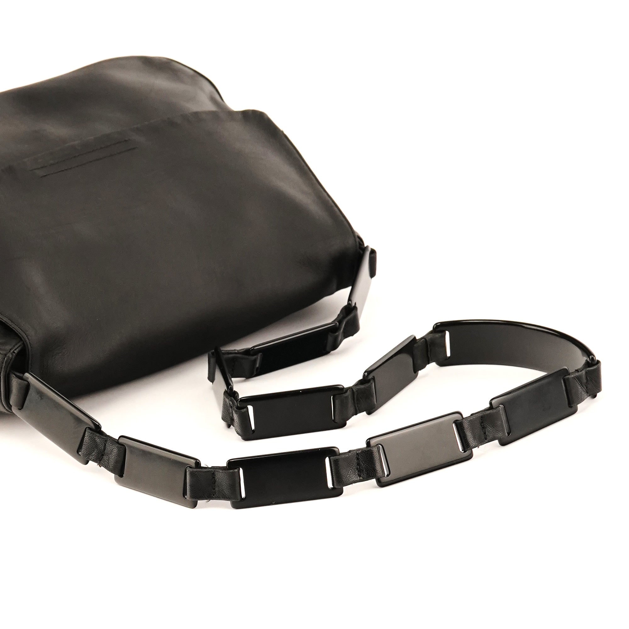 Prada 1998 Black Calfskin Vitello Plex Shoulder Bag