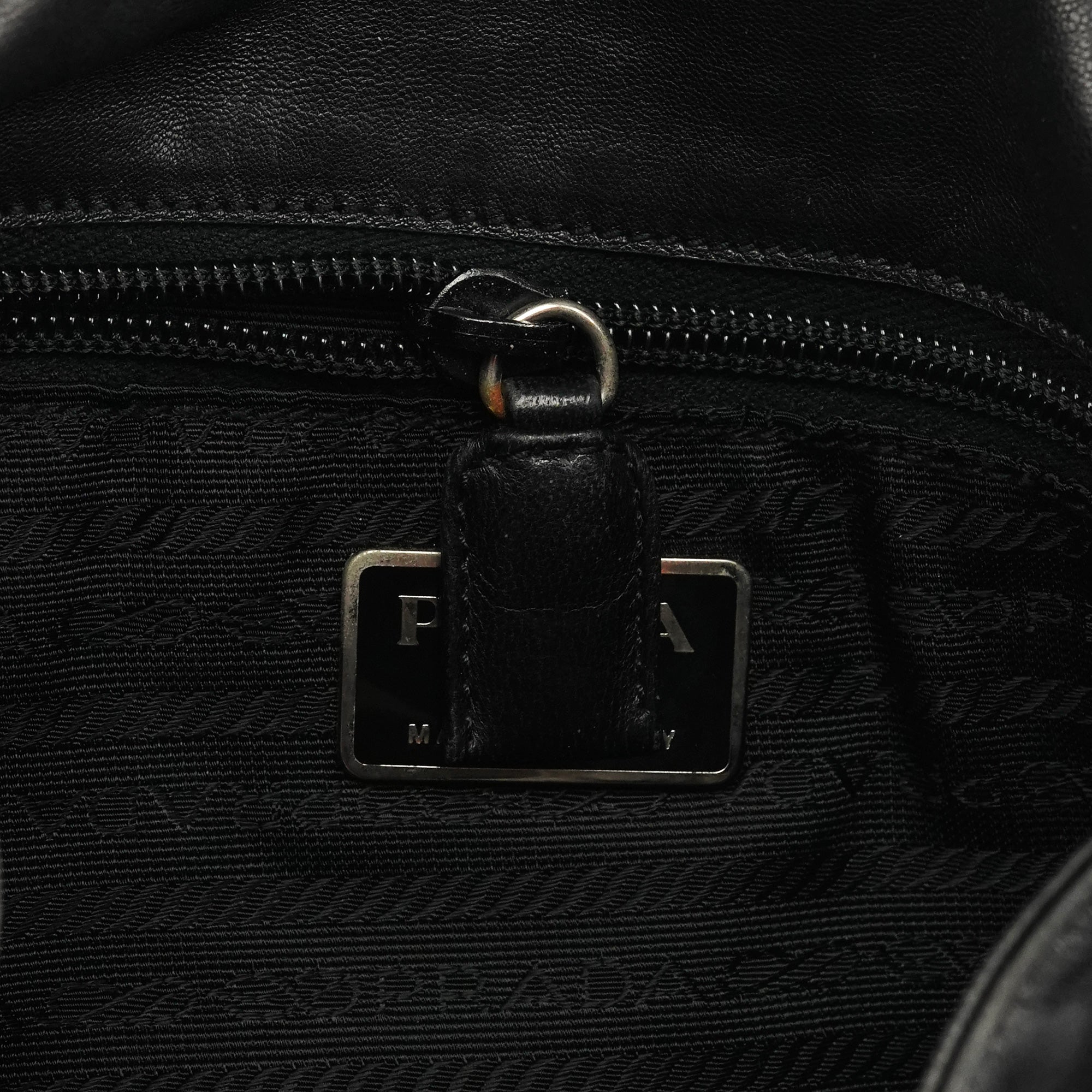 Prada 1998 Black Calfskin Vitello Plex Shoulder Bag