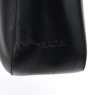 Prada 1998 Black Leather Resin Handle Tote Bag