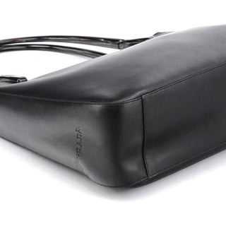Prada 1998 Black Leather Resin Handle Tote Bag