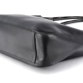 Prada 1998 Black Leather Resin Handle Tote Bag