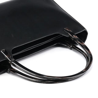 Prada 1998 Black Leather Resin Handle Tote Bag