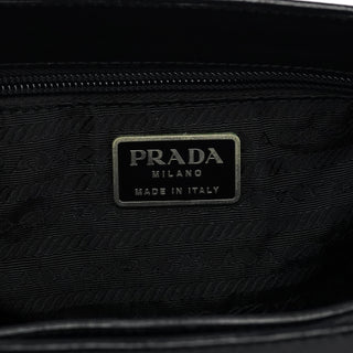 Prada 1998 Black Leather Resin Handle Tote Bag