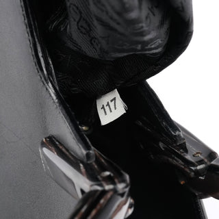 Prada 1998 Black Leather Resin Handle Tote Bag