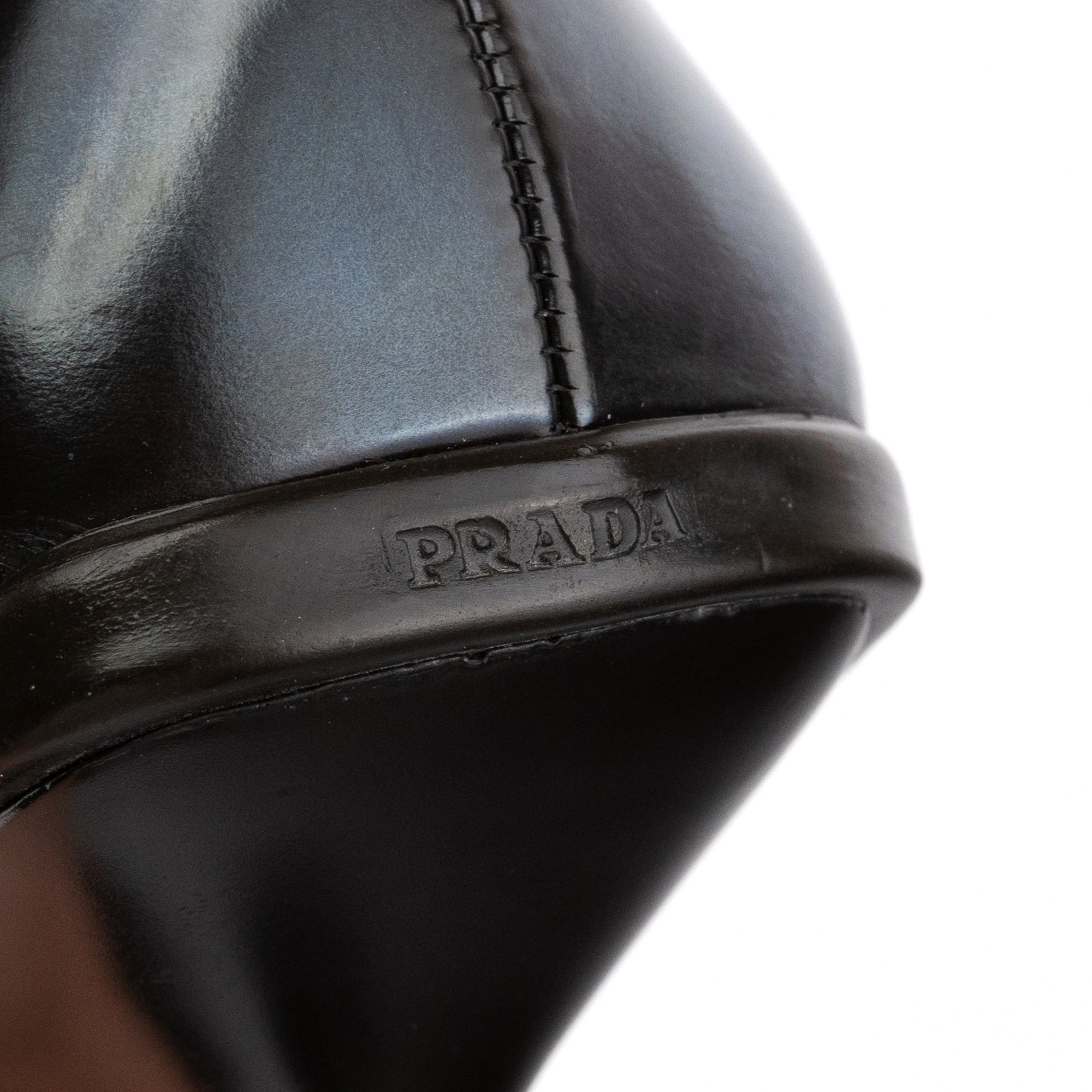 Prada 1998 Black Leather Sculpted Sole Kitten Heels