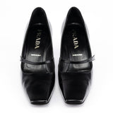 Prada 1998 Black Leather Square Toe Mary Jane Pumps