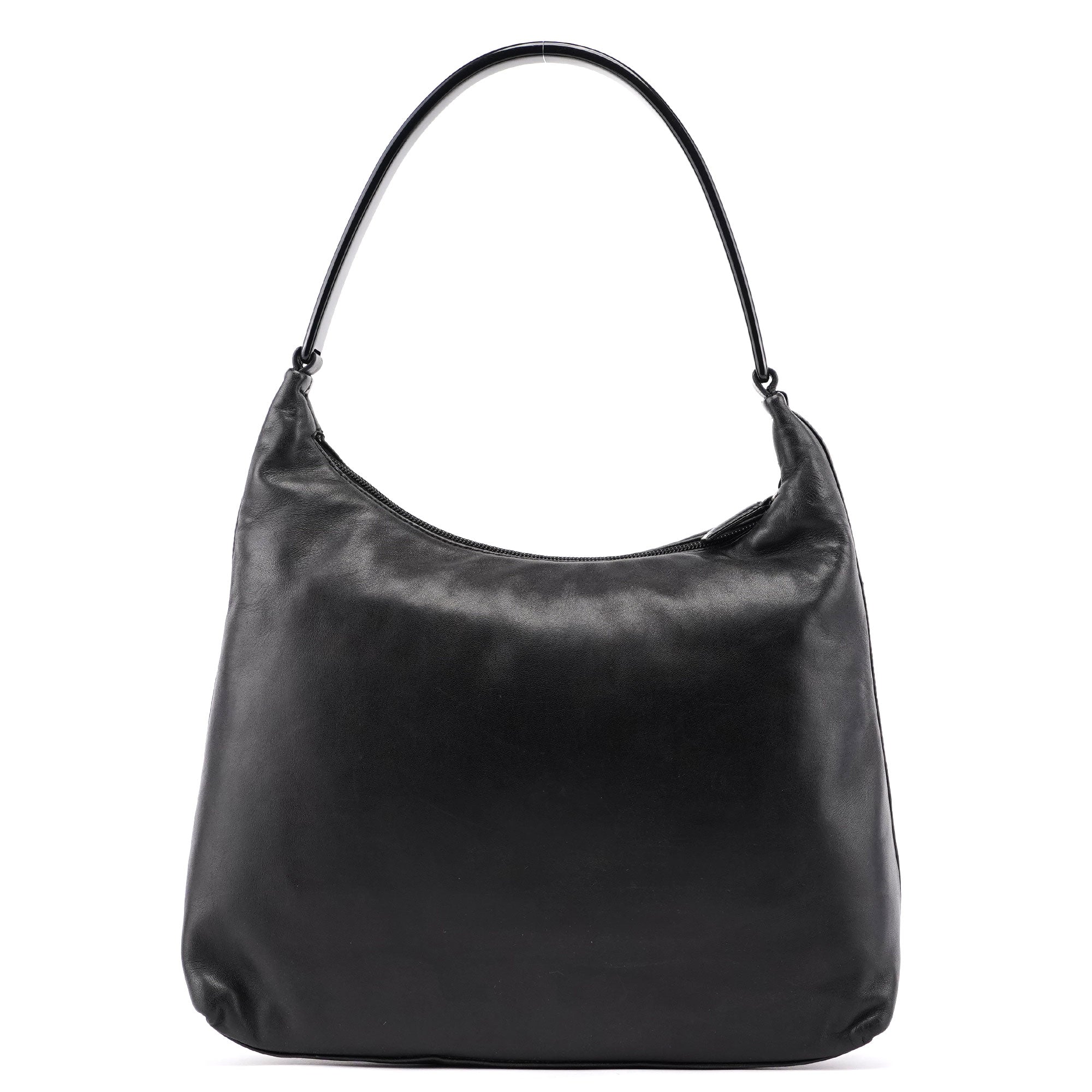 Prada 1998 Black Nappa Leather Plastic Shoulder Bag