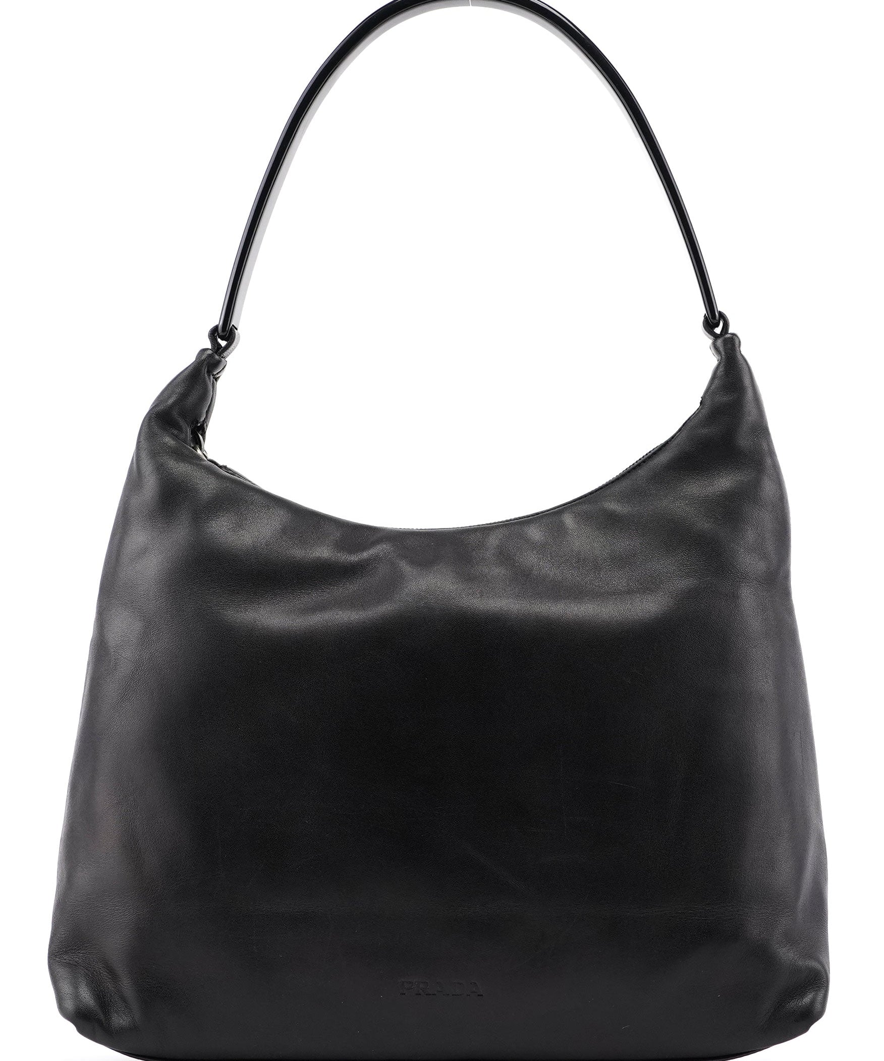 Prada 1998 Black Nappa Leather Plastic Shoulder Bag