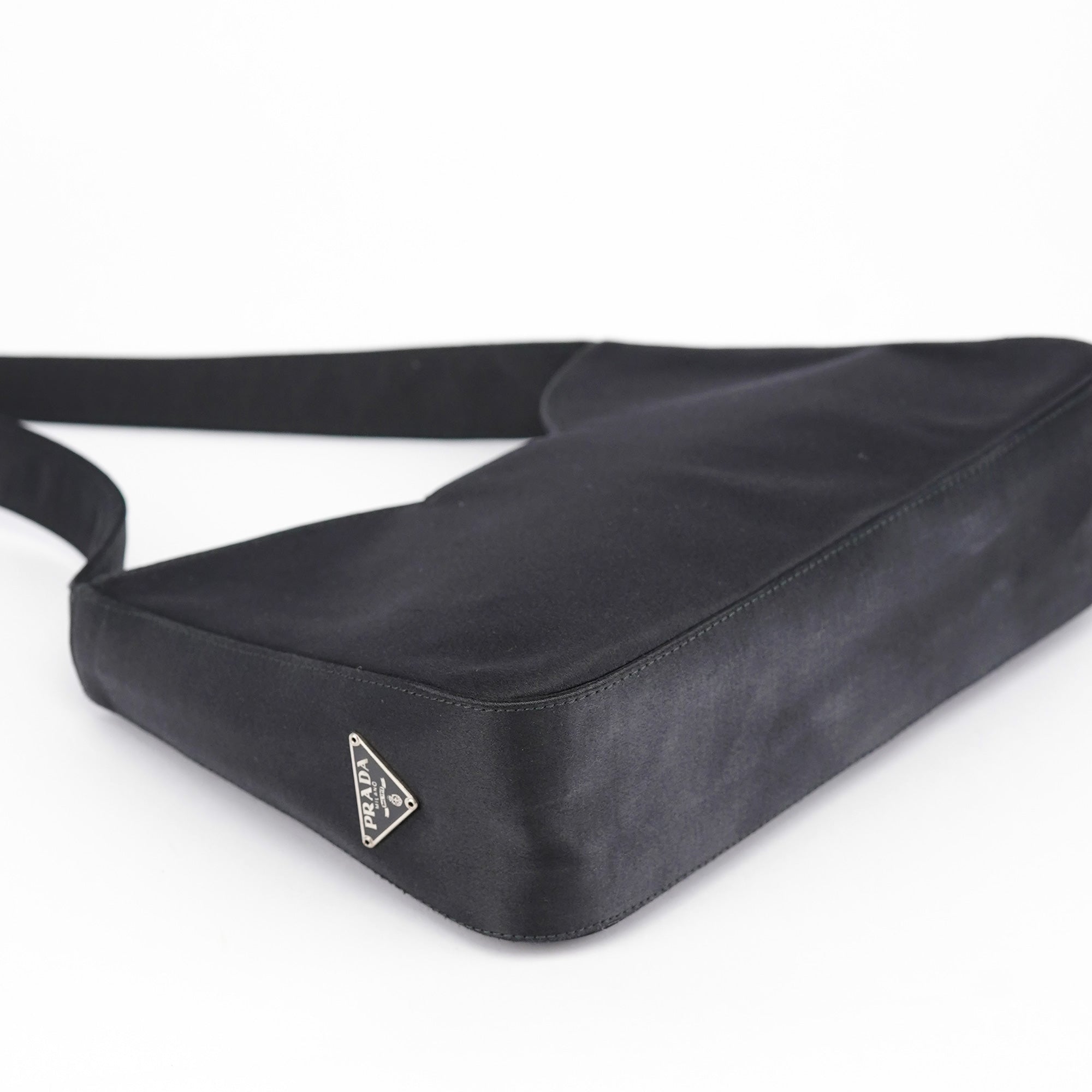 Prada 1998 Black Satin Hobo Shoulder Bag
