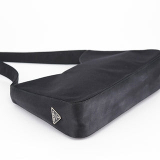 Prada 1998 Black Satin Hobo Shoulder Bag