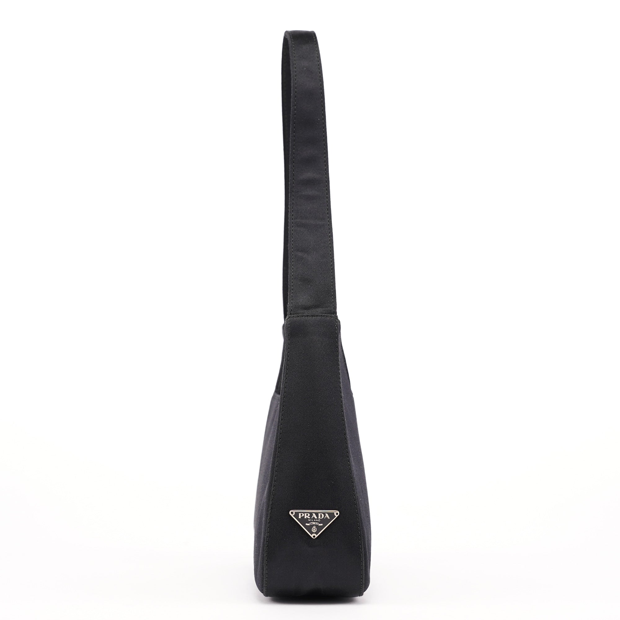 Prada 1998 Black Satin Hobo Shoulder Bag