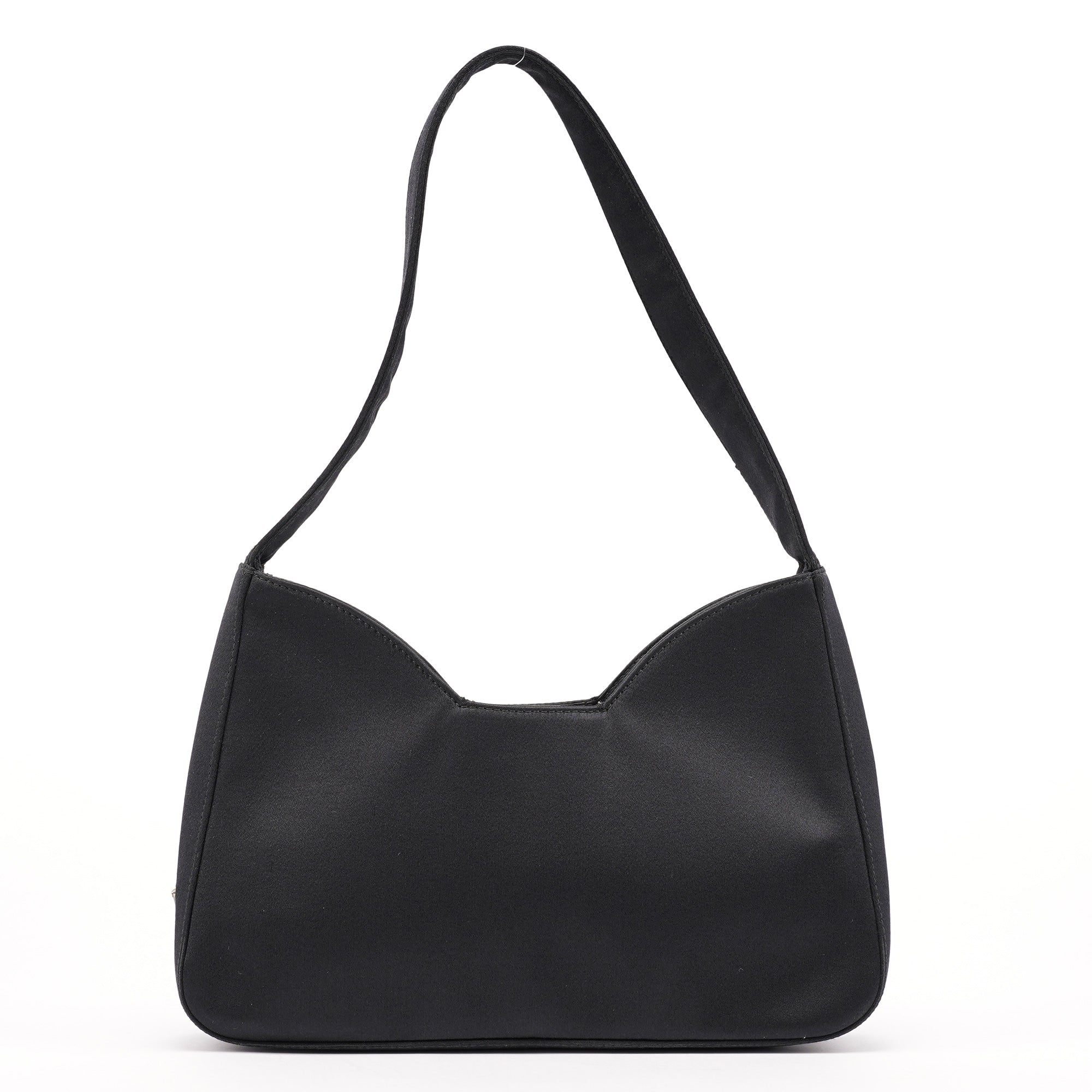 Prada 1998 Black Satin Hobo Shoulder Bag
