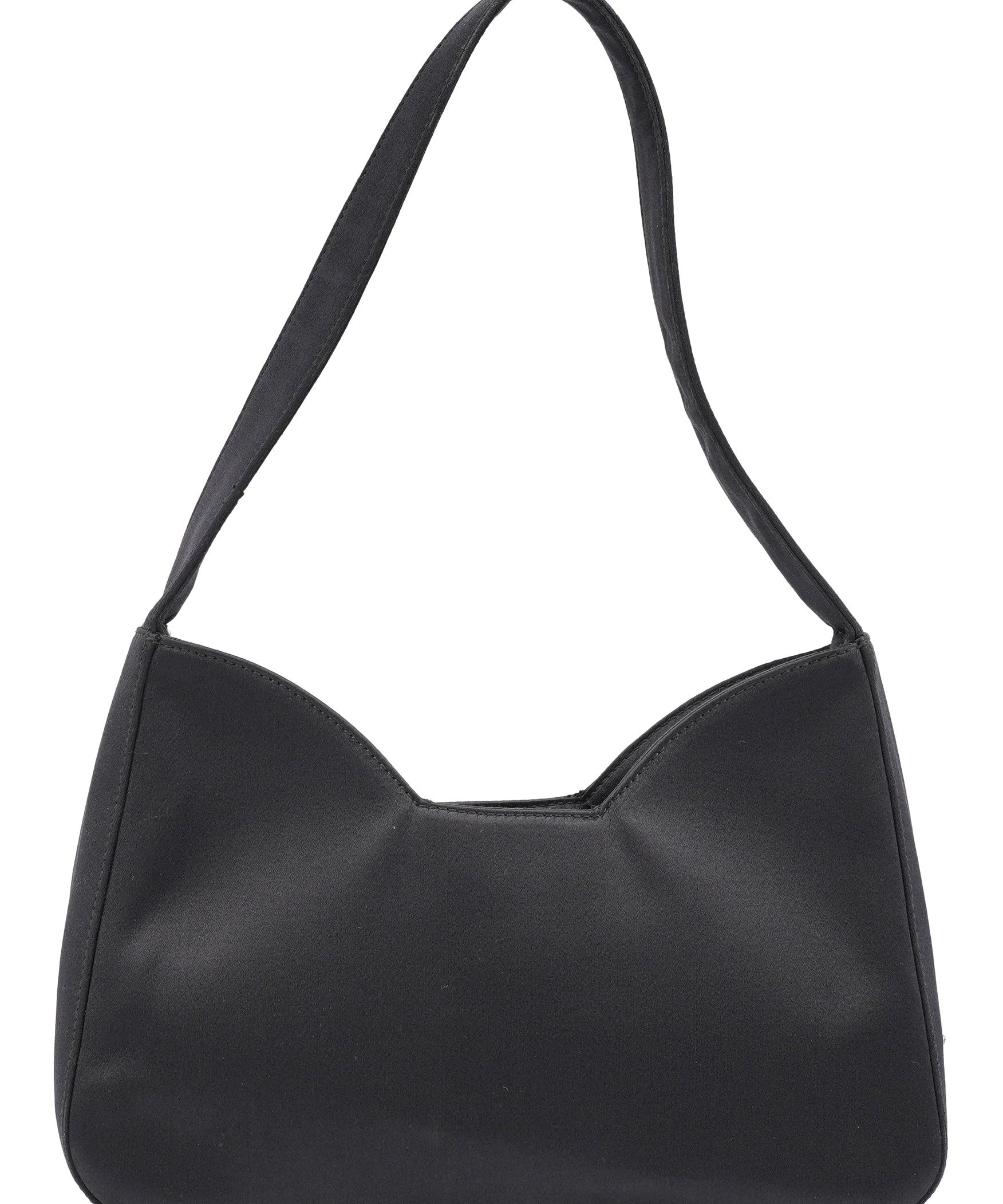 Prada 1998 Black Satin Hobo Shoulder Bag
