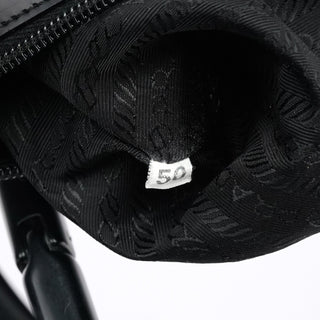 Prada 1998 Black Spazzolato Plastic Handle Tote Bag