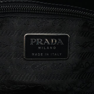 Prada 1998 Black Spazzolato Plastic Handle Tote Bag