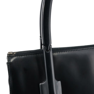 Prada 1998 Black Spazzolato Plastic Handle Tote Bag